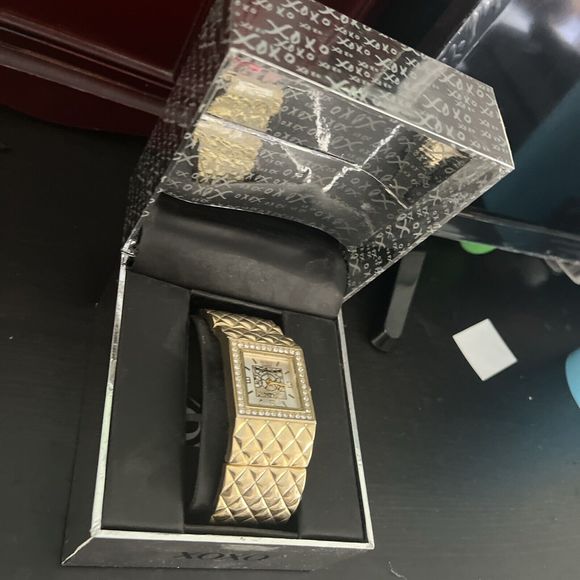 XOXO Rectangle Dial Gold Watch With Diamond Accent - Picture 4 of 6